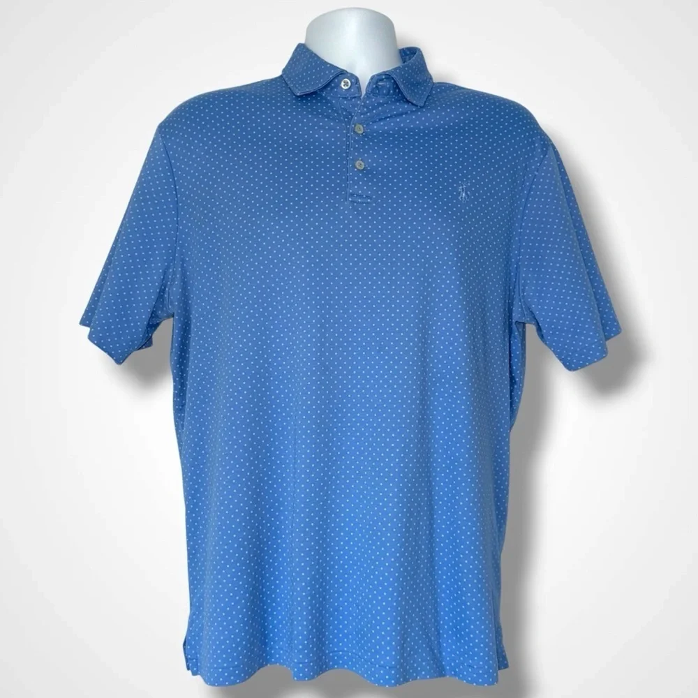 Polo Ralph Lauren Men’s Polo Shirt – Blue Polka Dot Classic Fit – Size Large
